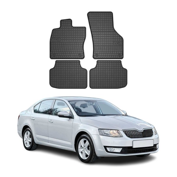 Omac Gummi FußMatten FüR Skoda Octavia 2012-2019 Automatten Gummi Schwarz 4Tlg-image