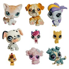 Littlest Pet Shop LPS Animal Figures Lot Of 9 Collectible Toys Mixed Cat Dog 1L