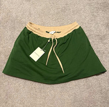 Entro Women's Skirt L Green/Beige Solid Drawstring Elastic Waist Athleisure