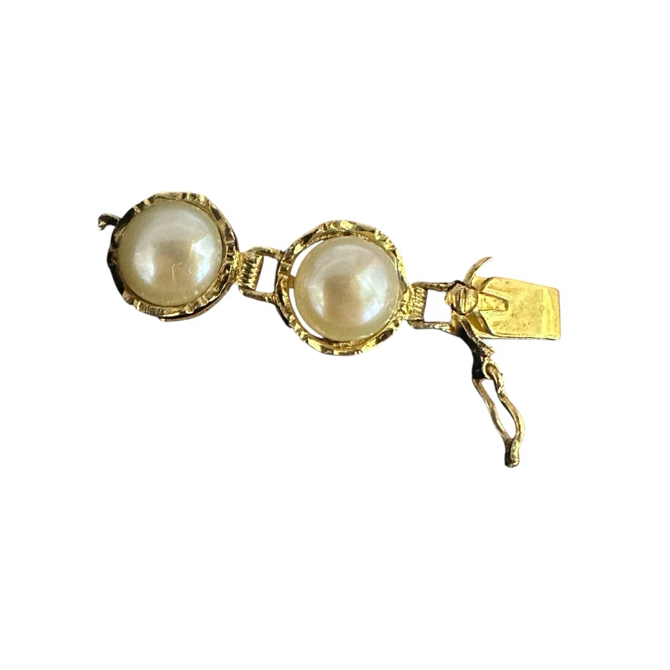 14k Gold And Pearl Tennis Bracelet - Image 4 of 4