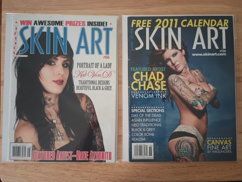 Tattoo Skin Art Magazine Lot Of 2 Issues #116 Kat Von D & #136 Chad Chase 
