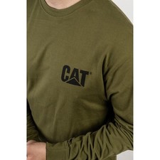 Image of Caterpillar Trademark Banner Long Sleeve T Shirt Chive  Tagless back neck for c