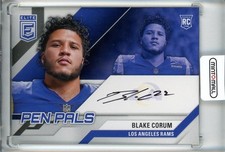 2024 Panini Donruss Elite Blake Corum Pen Pals Signatures RC Rams Card