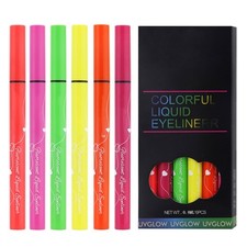 6PCS/1Set Fluorescent Liquid Eyeliner Halloween Makeup Glow Colored Eyeliner
