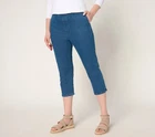 Denim & Co. Regular Flat Front Side Pocket Capri Pant Jeans  Medium Wash Size M