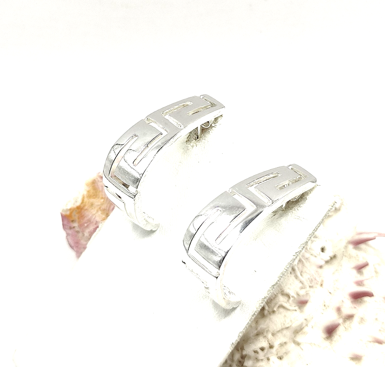 Meander Sterling Silver 925 Hoop Earrings For Women: Ancient Greek Jewelry