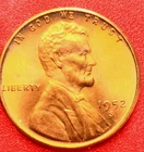 1952-S Lincoln Wheat Cent Penny GEM RED BU From an Original Bank Roll