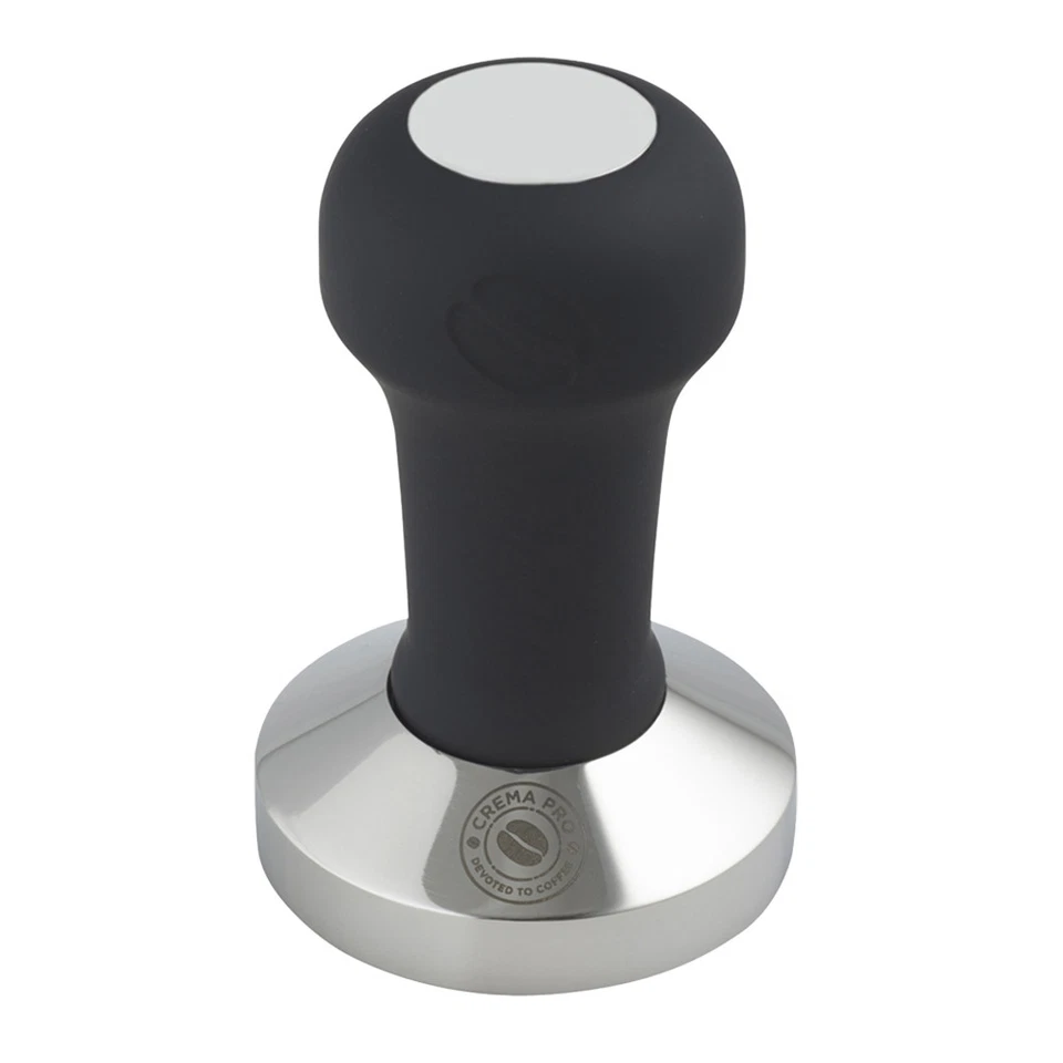 Crema Pro Ergonomic Coffee Tamper w/Storage Bag Solid Stainless Steel BLK 58mm
