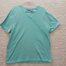 T-Shirt Women Aqua Soft Girl Minimalist Casual Lace Everyday Comfort Size 0X