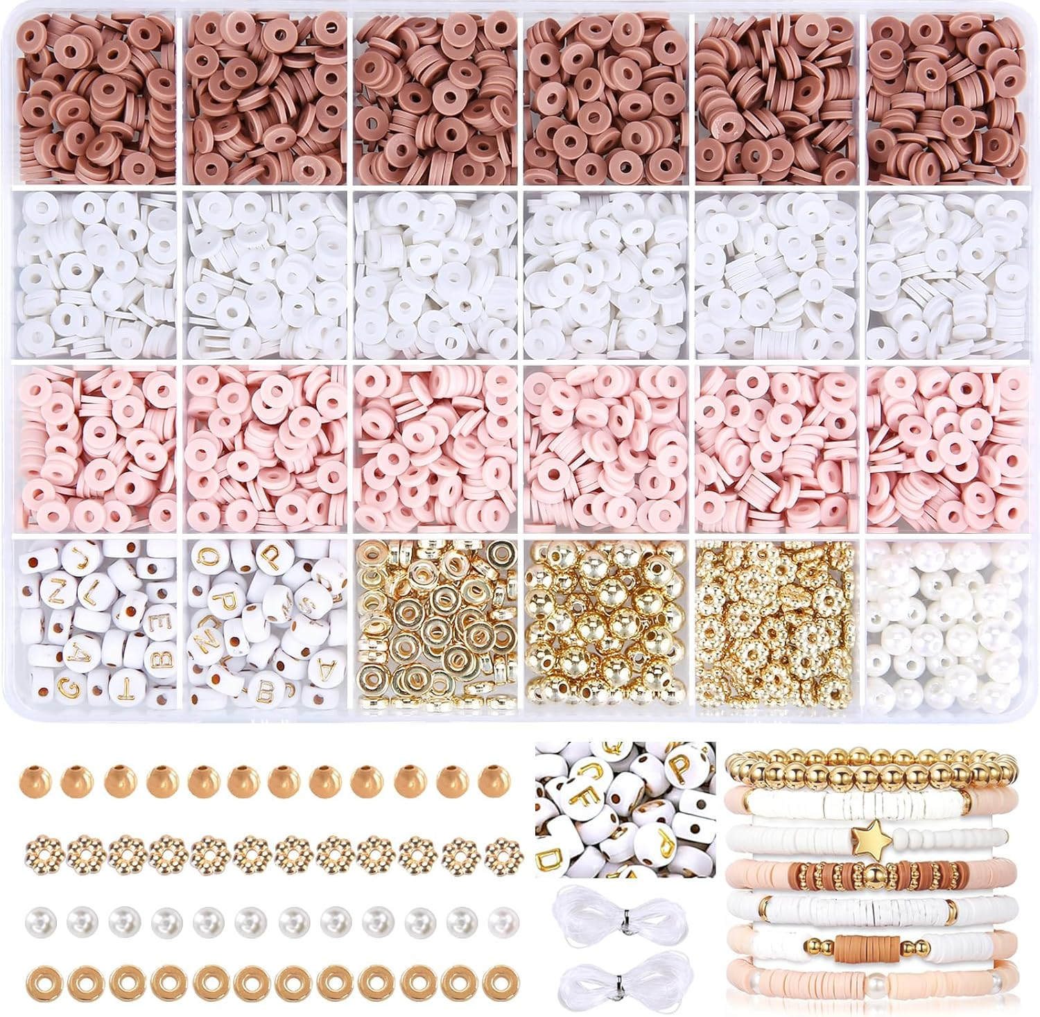 2340Pcs Clay & 230Pcs Charm Beads Set for DIY Bracelet Making