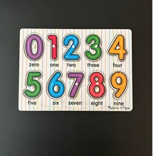Melissa Doug Lift See Peg Puzzle Numbers 0-9 Wooden Educational Toy 3273