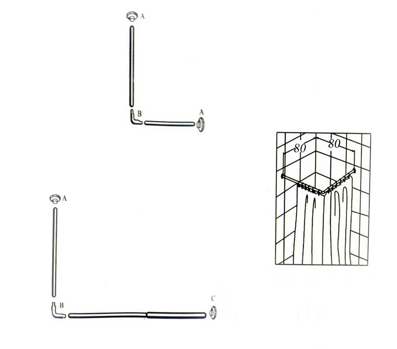 Bastone per tenda doccia angolare aste per tende argento 80 cmaste asta angolo  - Immagine 3 di 3