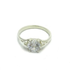 Stylish Genuine Sterling Silver Ring Solid 925 With 7mm Cubic Zirconia Handmade