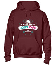 CAMP HAIR DON'T CARE HOODY HOODIE FUNNY CAMPING CAMPER VAN DESIGN CASUAL TOP