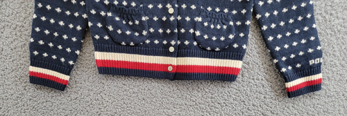 Polo Ralph Lauren Snowflake Cardigan Girls 6X Navy Multi Crewneck Button Closure - Picture 4 of 17