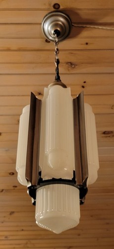 Lightolier Luxart Vintage Ceiling Light Art Deco C1934 Slip Shade - Picture 4 of 16