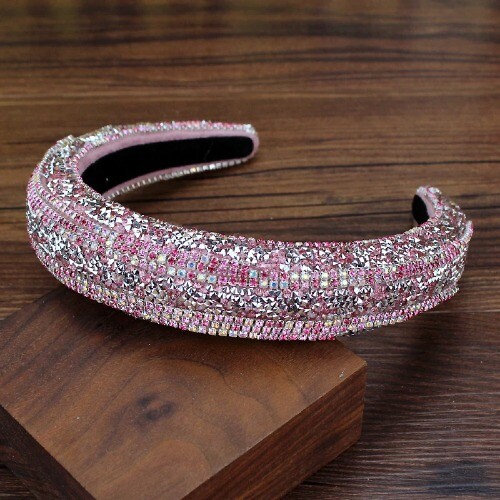 Pink Crystal Princess Padded Headbands Rhinestone Hairbands Hair Jewelry Girls - Imagen 9 de 25