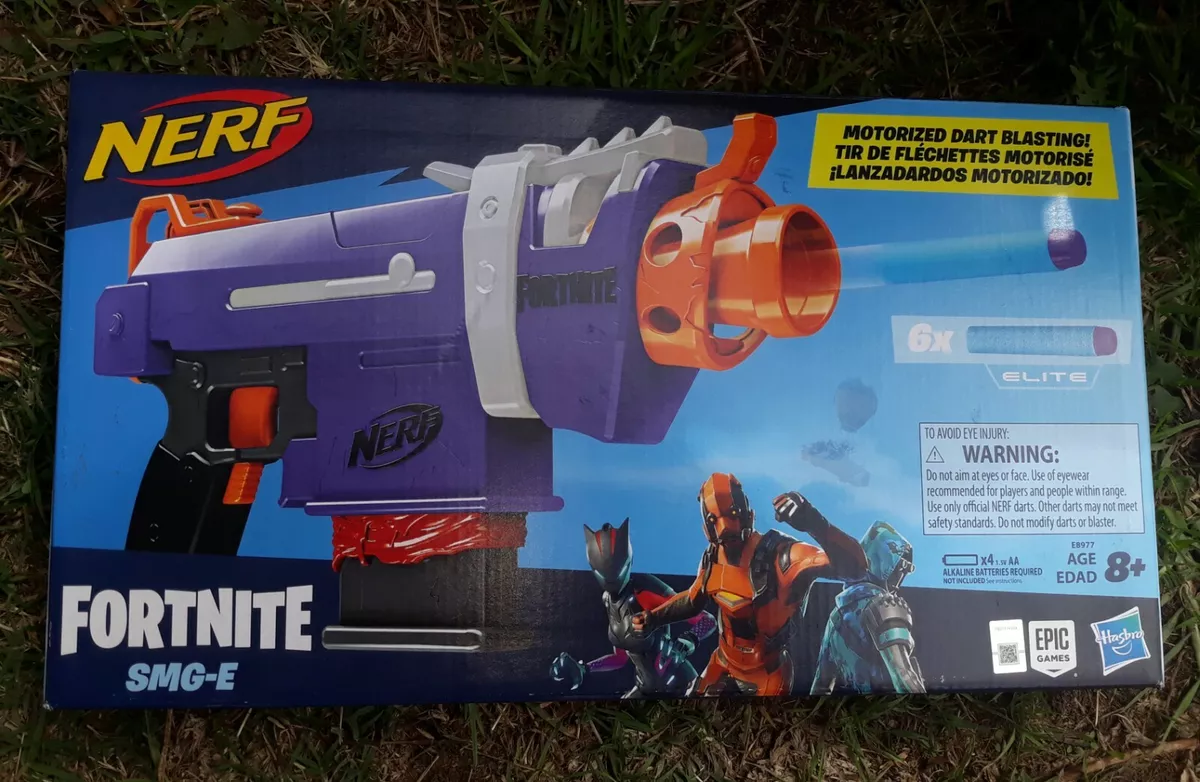 NERF Fortnite SMG-E Blaster - Motorized Dart Blasting - 6-Dart Clip, 6  Official Elite Darts - for Youth, Teens, Adults