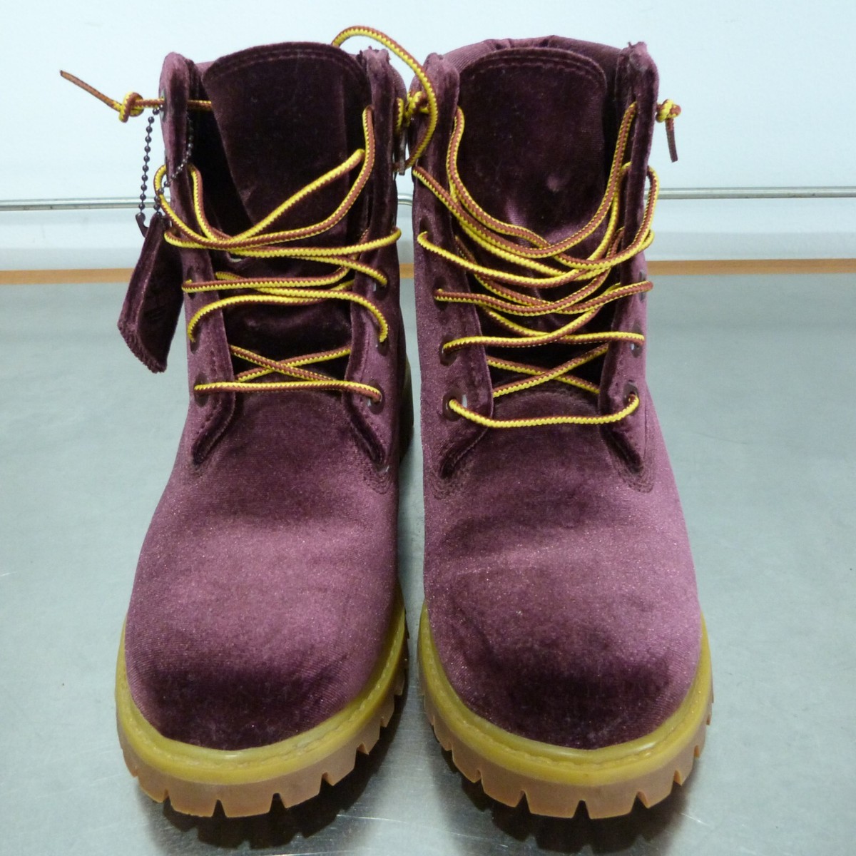 Off-White x Timberland Burgundy Velvet US Women's Size 8W