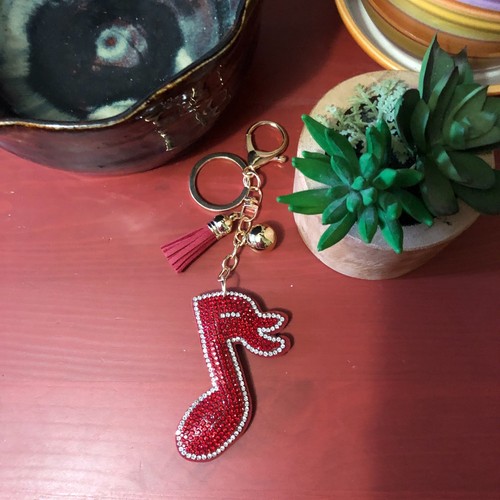 Red Music Note Keychain for Women and Girls Rhinestone Purse Charms Bling... - Picture 12 of 16