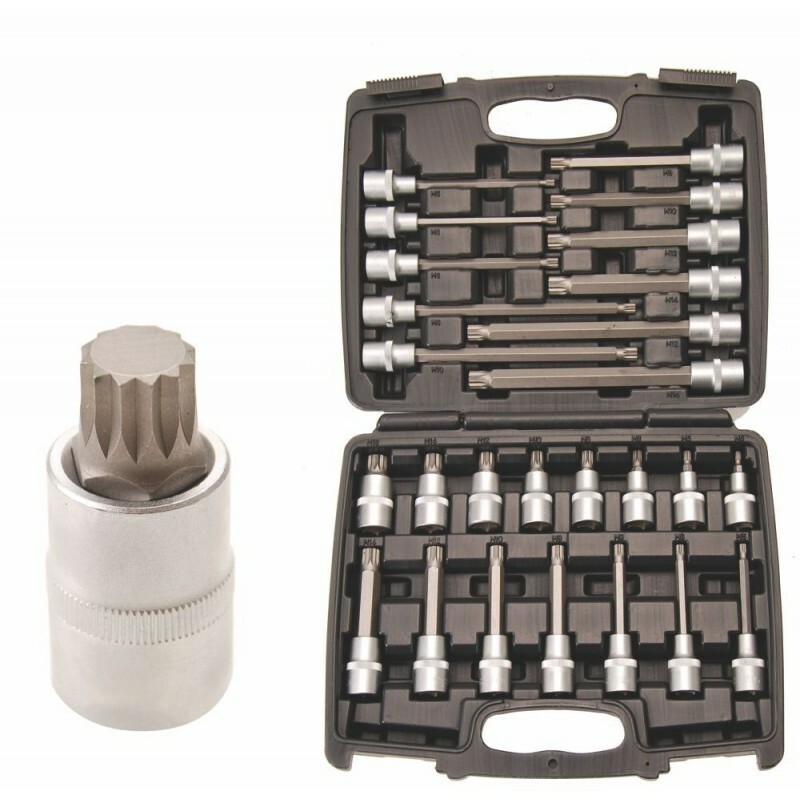 Douilles E-TORX XZN cannelure fine en coffret de 26 pièces pour réparer les moteurs européens