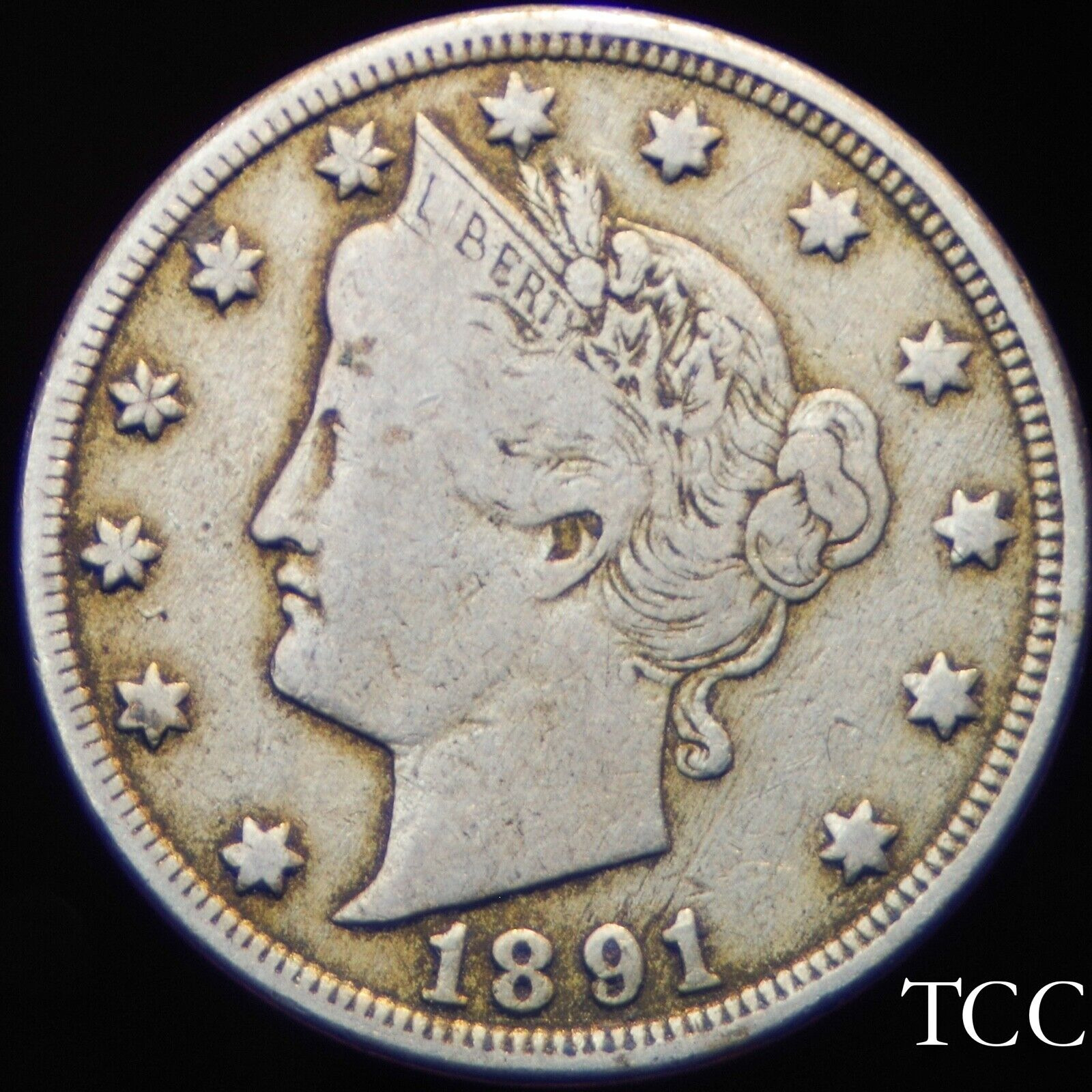 1891 LIBERTY NICKEL All items free shipping ~ Tulsa Mall BEAUTIFUL COIN ORIGINAL V TCC 5c