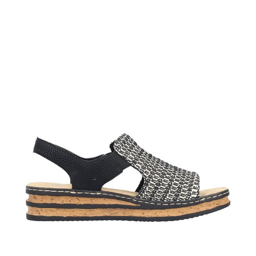 Rieker Sandalia Para Dama Zapatos Negro Beige 62971 - Imagen 2 de 11