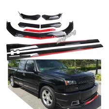 Front Bumper Lip Splitter Spoiler +Side Skirt Body Kit For Chevrolet Silverado