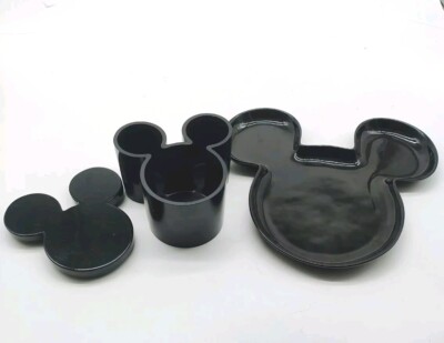 Disney Mickey Mouse Ear  Shaped 3 Pc Set Bowl Trinket Dish Organizer Mickey