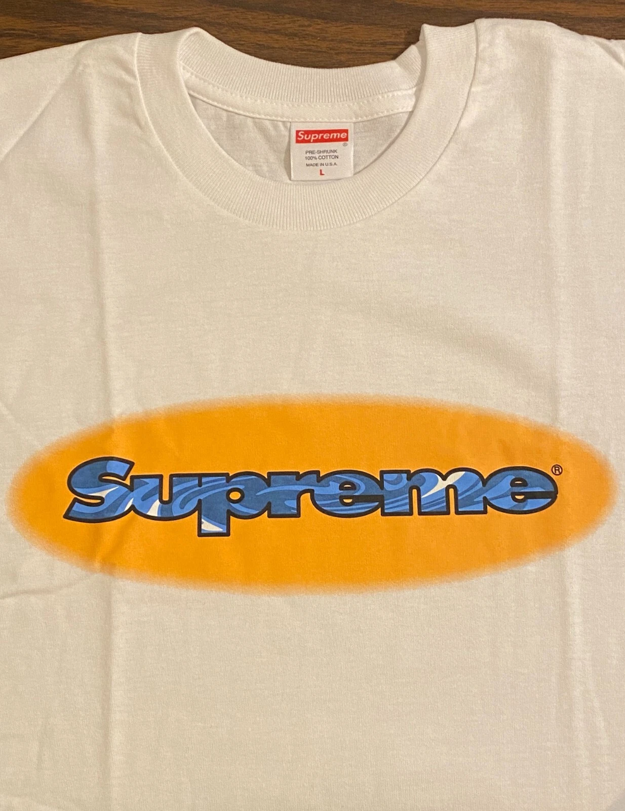 T shirt SUPREME homme grand tee shirt blanc manches longues logo eau coloré SS18