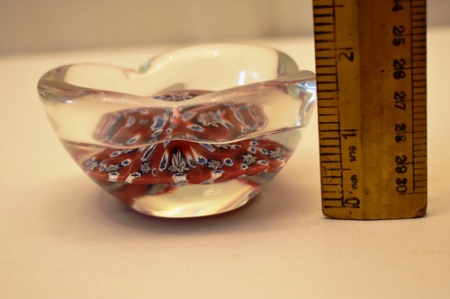 Antique Italian Murano Art Glass Millefiori Ashtray Candy Dish Multicolor Flowe" - Picture 11 of 12