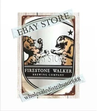 Firestone Walker Brewing lion bear fighting metal tin sign  brew pub signs