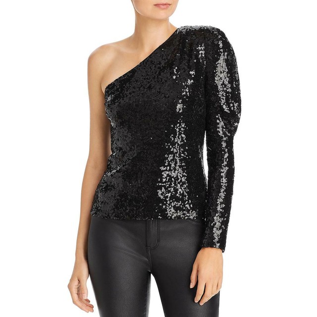 black sequin one shoulder top