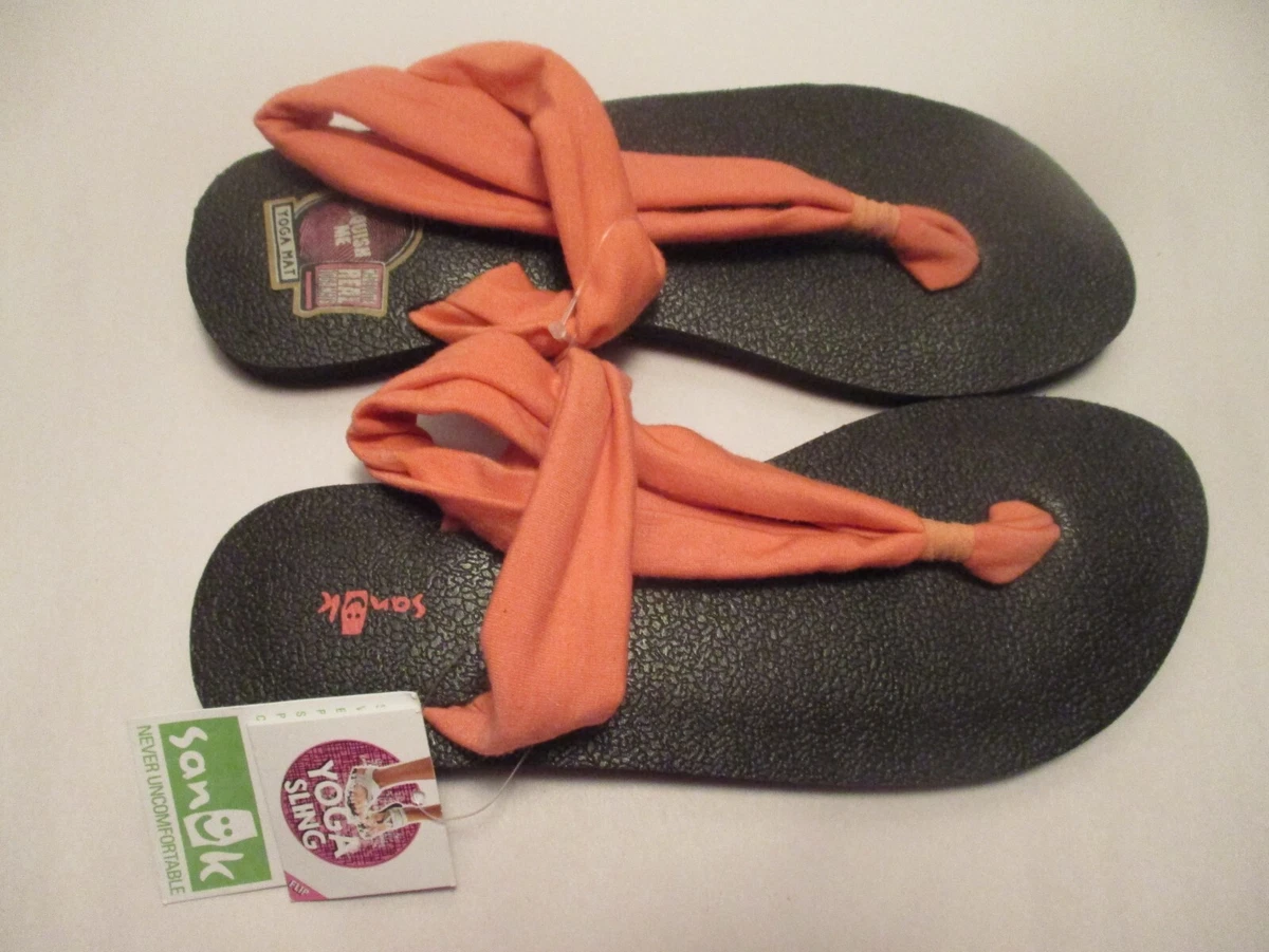 NWT Sanuk 1015916 Yoga Sling 3 HOCO Womens 7M Peach Color Fabric Sandals