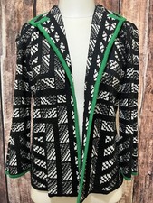 Ming Wang Womens Sweater Jacket XS Geometric Church Office Open Blazer NWT