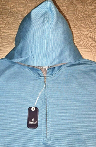 NEW JOHNNIE-O, MENS SMALL, FINNEY STRIPED 1/4-ZIP MAVERICK UPF☀️HOODIE-MSRP $128