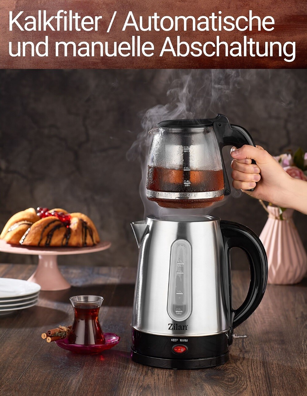 Teekocher 2200 Watt Wasserkocher Water Kettle Tea Maker Tee Teemaschine