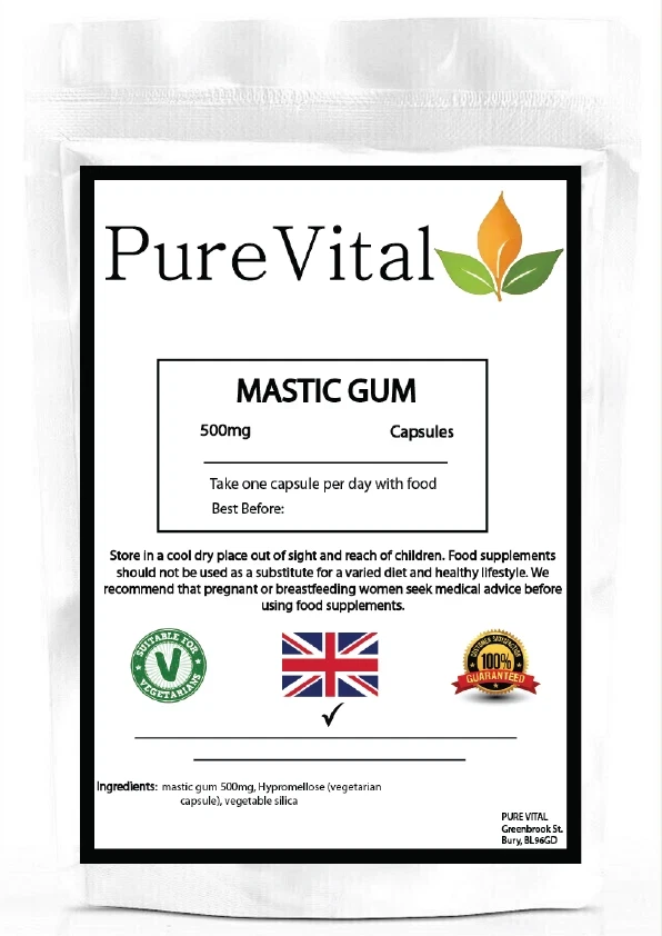 Mastic Gum 500mg Capsules – Digestive & Gut Health Support By PureVital