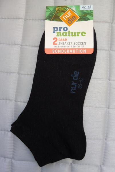 Nur Die 2 Paar Damen Sneaker Socken Pro Nature GröSse 39-42, Schwarz-image