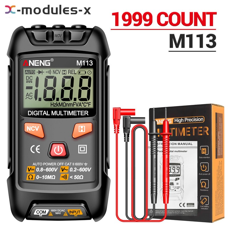 ANENG M113 Digital Multimeter 1999 Counts Auto-Ranging AC/DC Votage NCV Meter