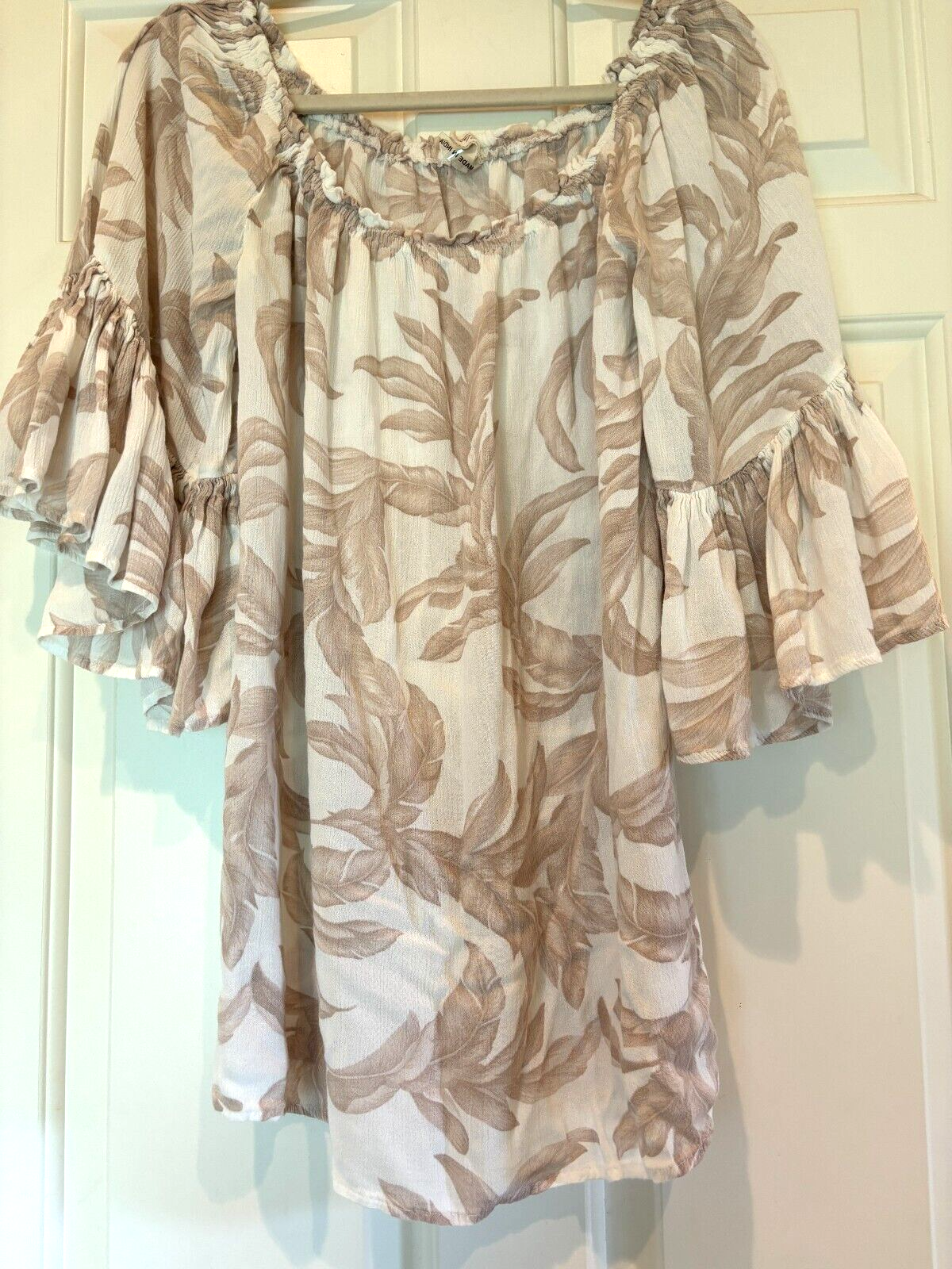 Elan Bohemian Off Shoulder Flowy Shirt Womens Size M Check Measurements