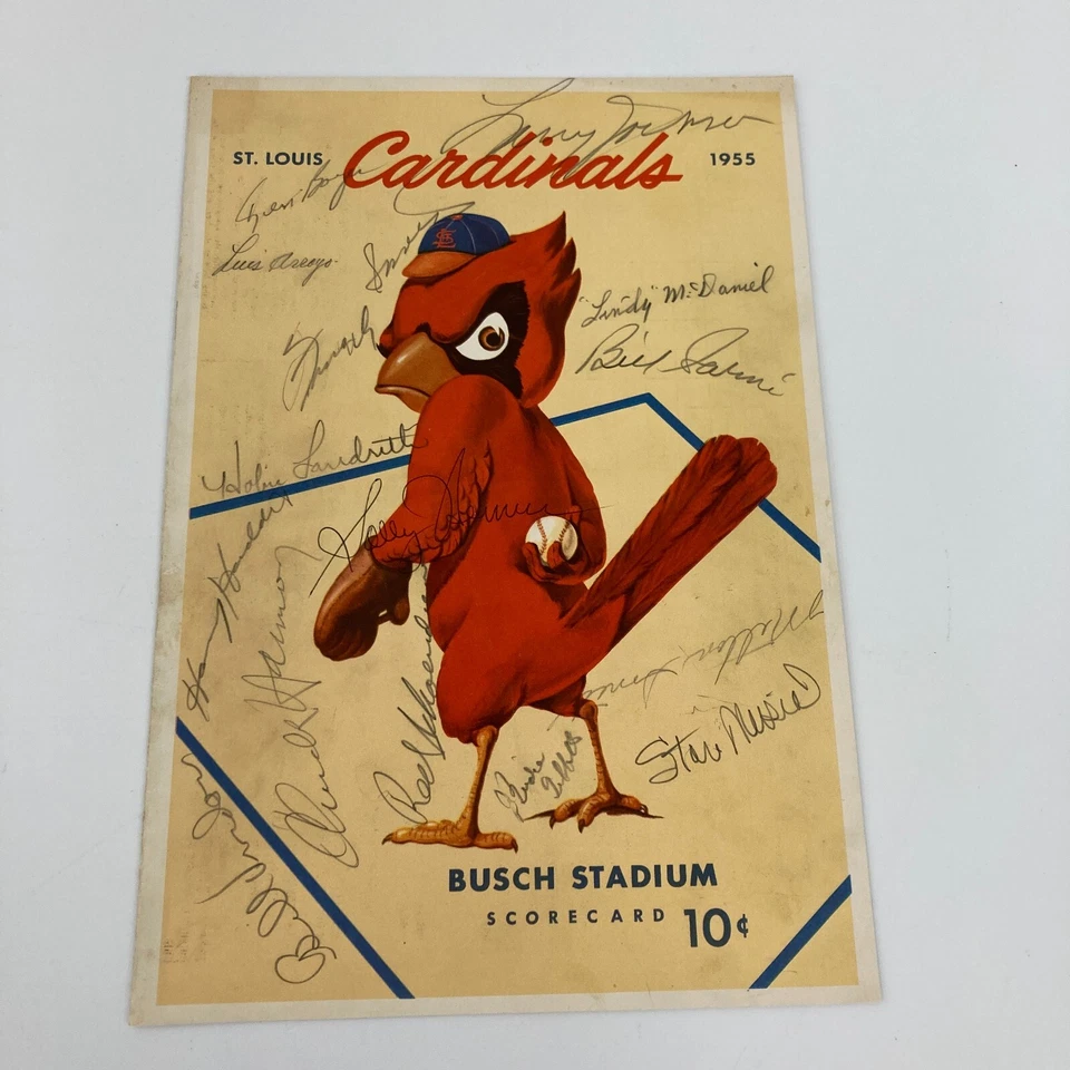 1955 St. Louis Cardinals and Cincinnati Reds Team Signed Scorecard Beckett COA - Image 2 of 4