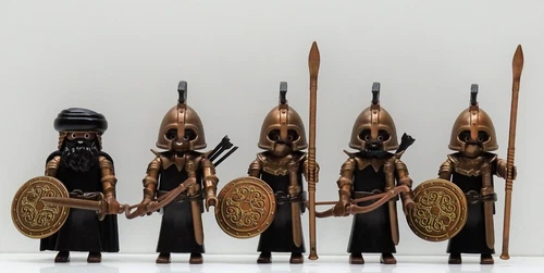 5 X WARRIOR BLACK BRONZE PLAYMOBIL - NUBIAN Greeks Romans Saracens Persians RARE