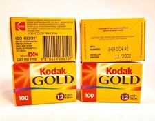 LOT OF 4 SEALED Kodak Gold 100, 12 Exp. 35mm, 11/2002 expiry NEW VINTAGE FILM