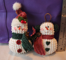 Pair of fabric Snowman hanging Ornaments