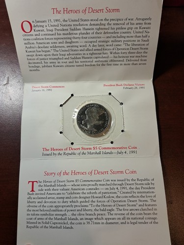 1991 Heroes of Desert Storm $5 Coin - Picture 2 of 2