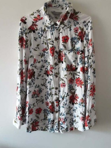 SUZANNE GRAE Shirt Womens Size 10 Long Sleeve Floral Blouse Viscose