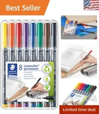 Lumocolor Assorted Permanent Ink Pens - 8 Medium Tip Markers for Creations