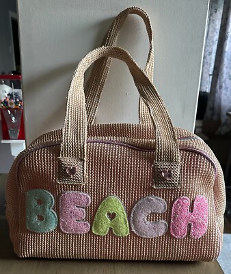 Miss Gwen s OMG Accessories 'Beach' Straw Color Block Medium Duffle Bag