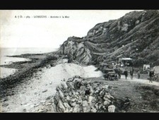 LANGES (14) AUTO & LEBHAFTES STRANDZELT um 1910